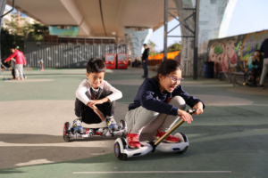 kids playing hoverboard